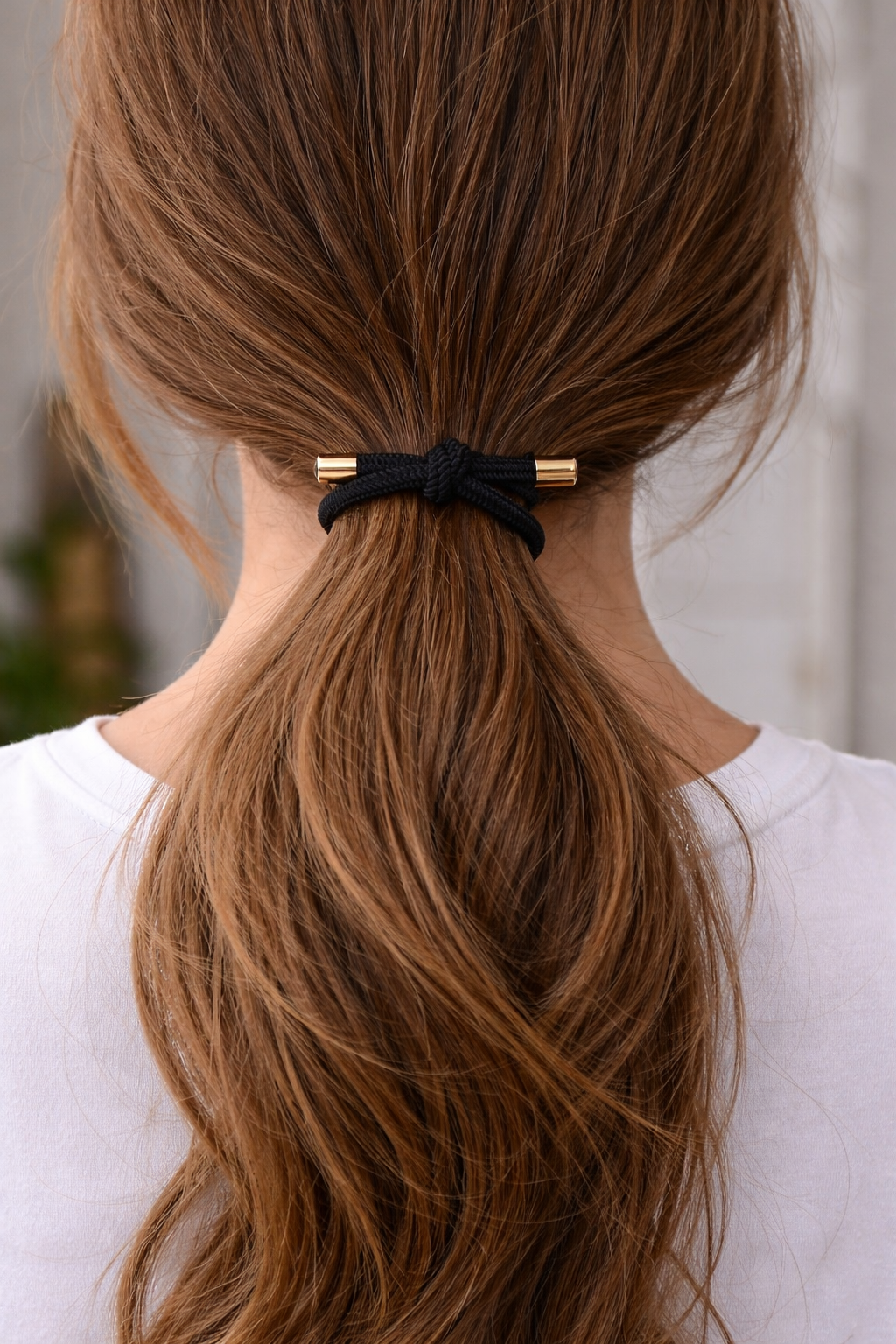 Twisted Knot Hair Tie Bracelet — Gold Tip Elastic