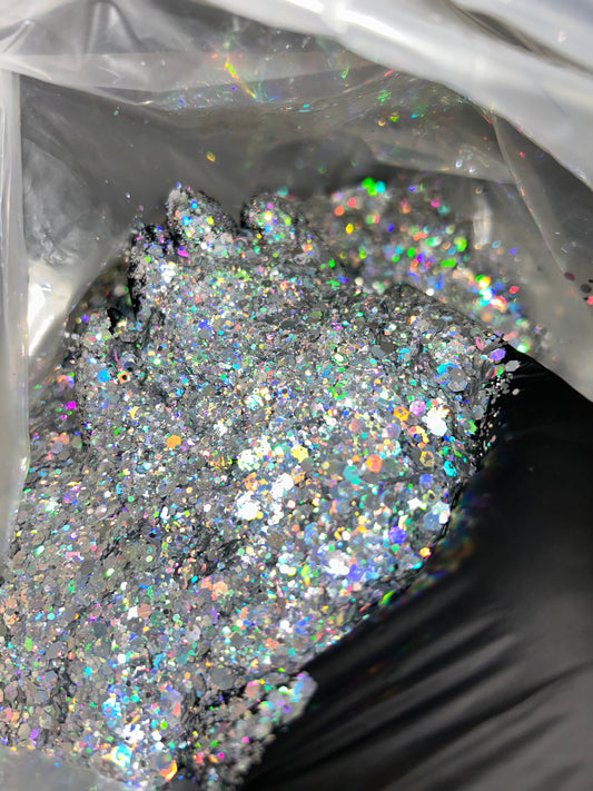 Silver Holographic Chunky Glittee