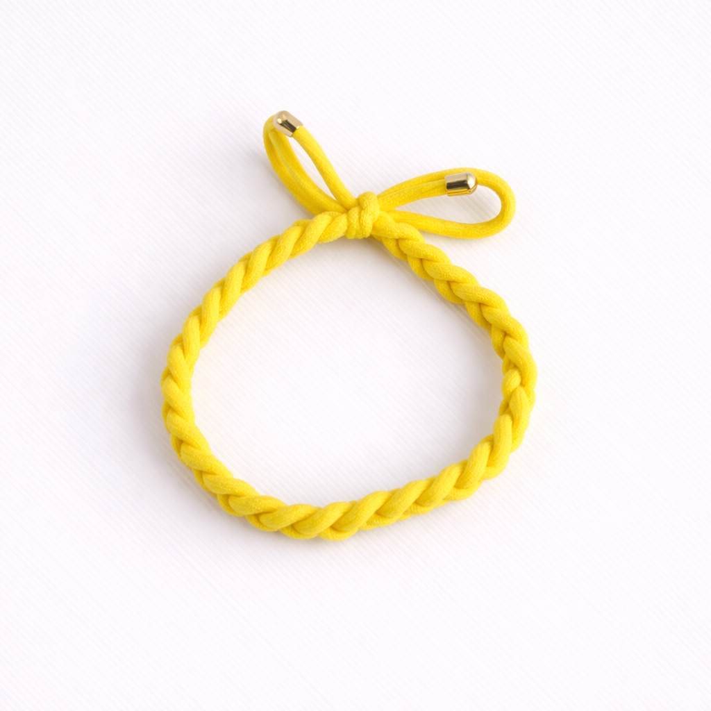 Braided Bow Hair Tie Bracelet — Gold Tip Elastic