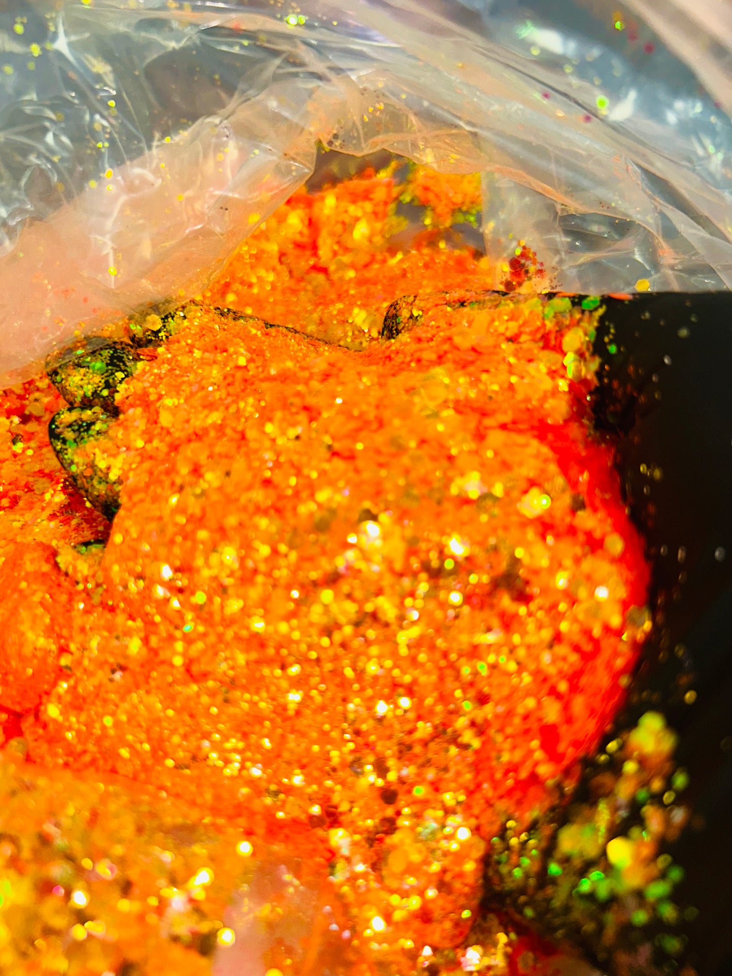 Neon Orange Iridescent Chunky Glitter