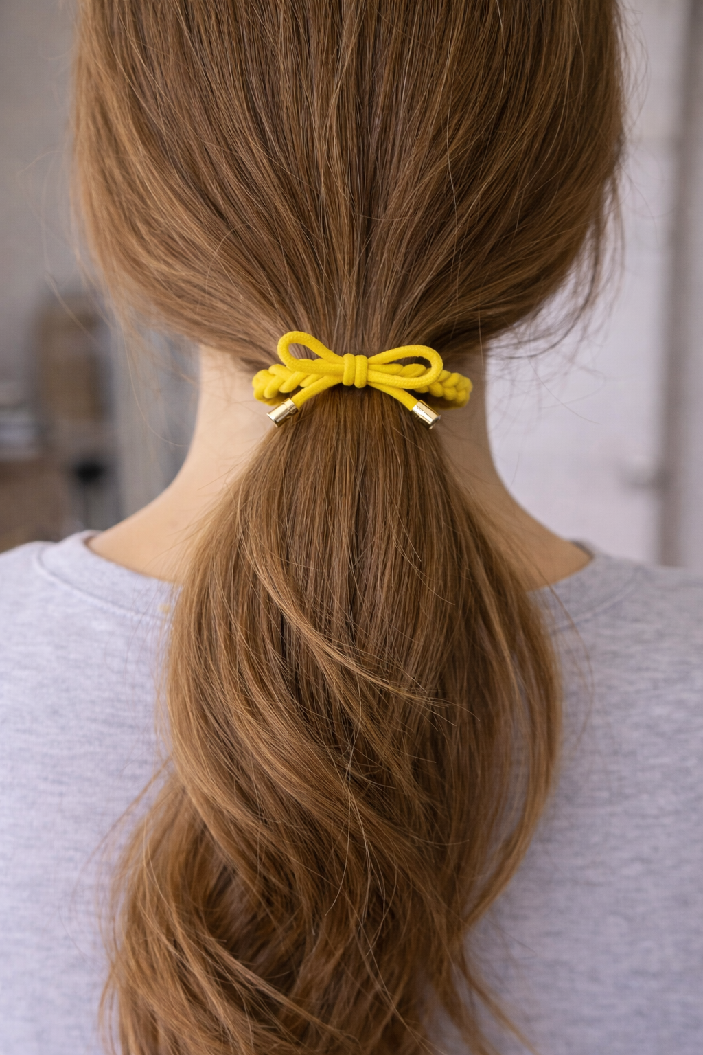 Braided Bow Hair Tie Bracelet — Gold Tip Elastic