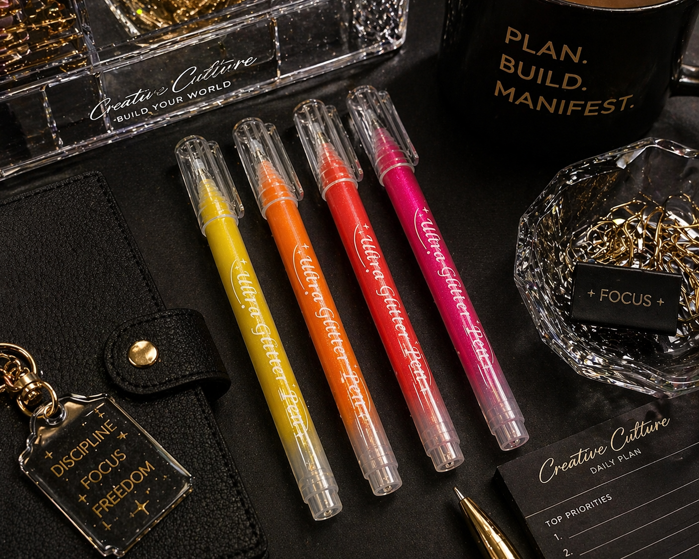 Ultra Glitter Gel Pens – Bright Color Collection (Yellow, Orange, Red, Pink)