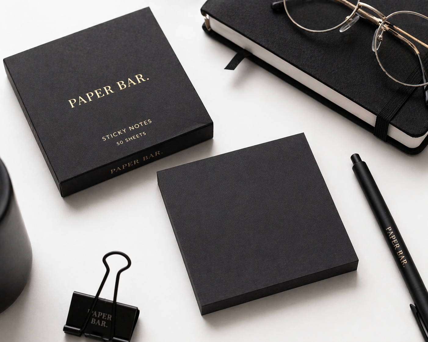 Black Sticky Notes – Minimal Square Memo Pads (50 Sheets)
