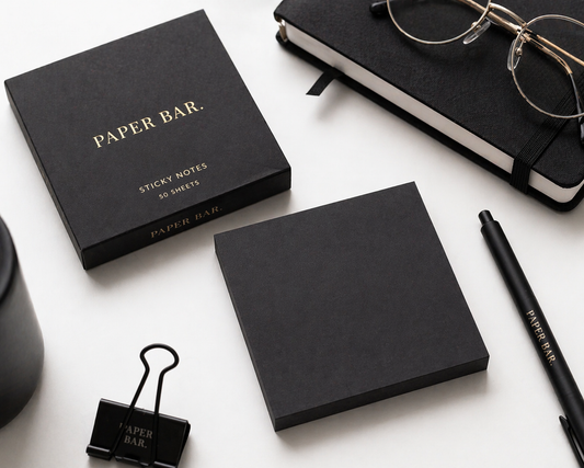 Black Sticky Notes – Minimal Square Memo Pads (50 Sheets)