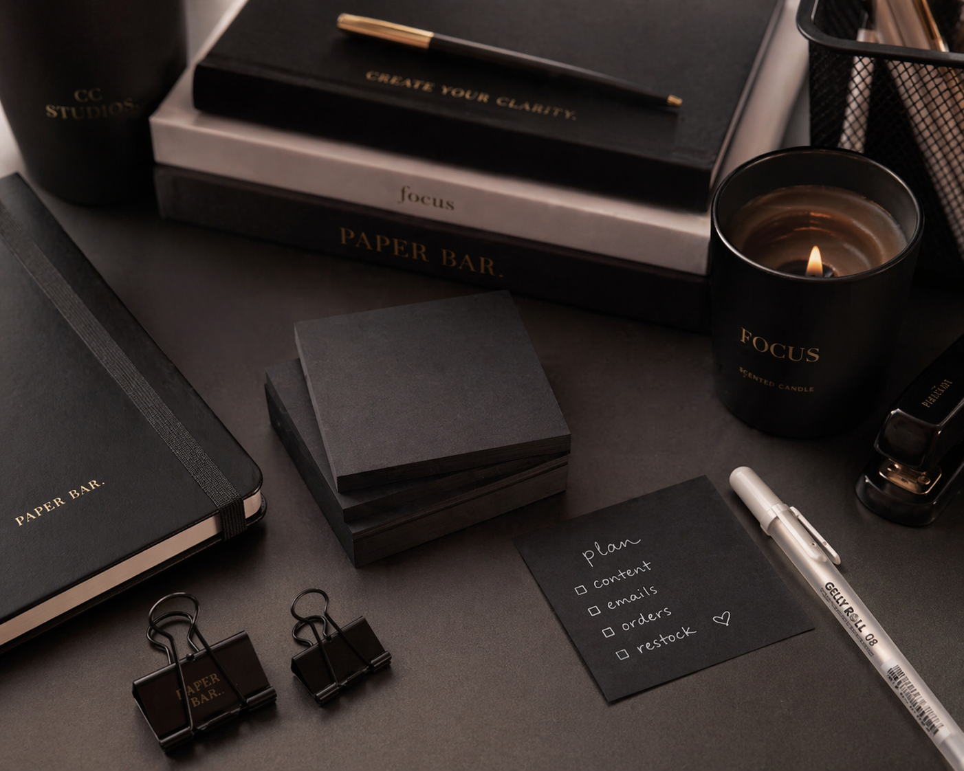 Black Sticky Notes – Minimal Square Memo Pads (50 Sheets)