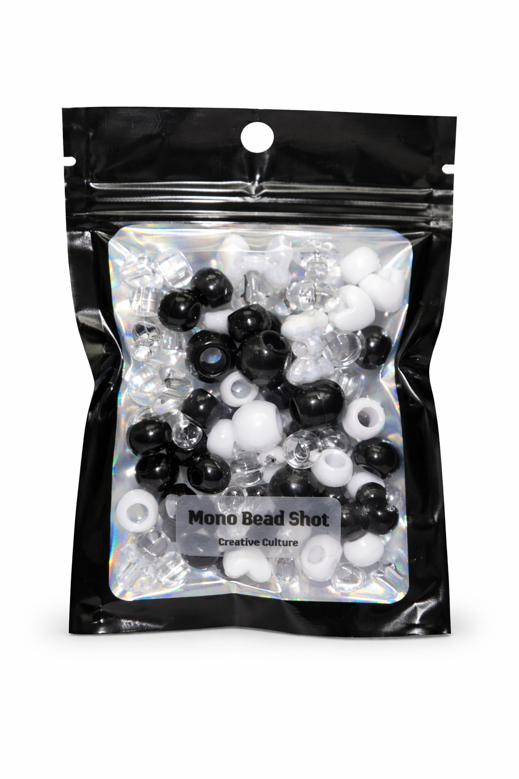 🖤 Mono Bead Shot — Black, White & Clear Mix | Creative Culture