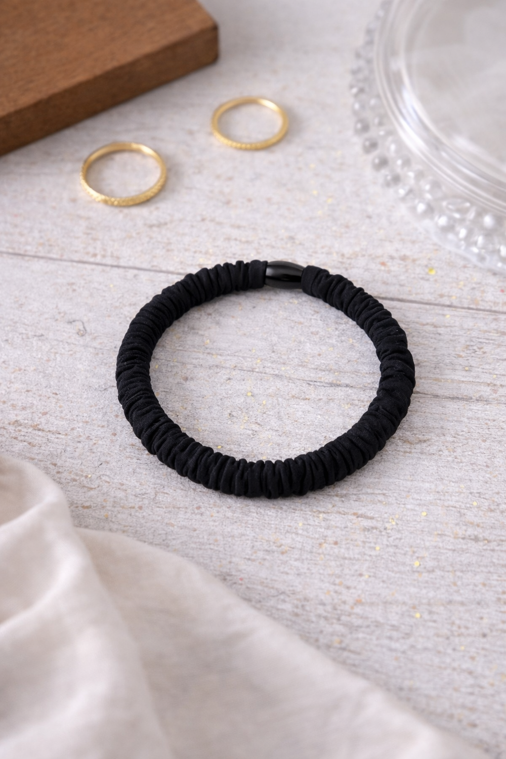 Slim Silk Scrunchie Hair Tie Bracelet – Soft Stretch Elastic