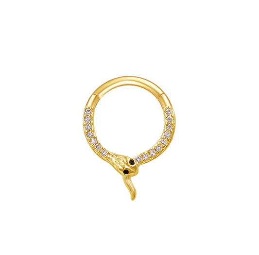 Gold Snake Hinged Segment Ring – 16G / 10mm