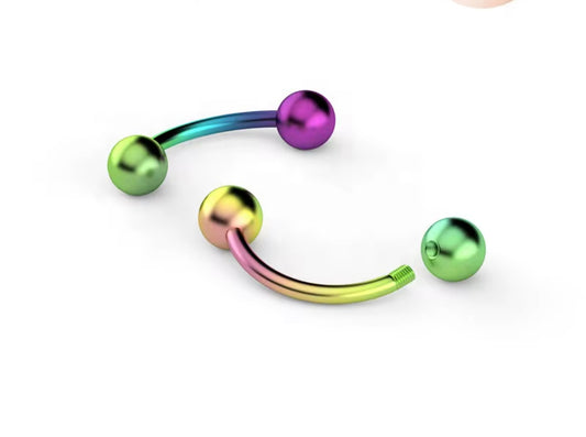 Rainbow Curved Barbell – 16G / 8mm
