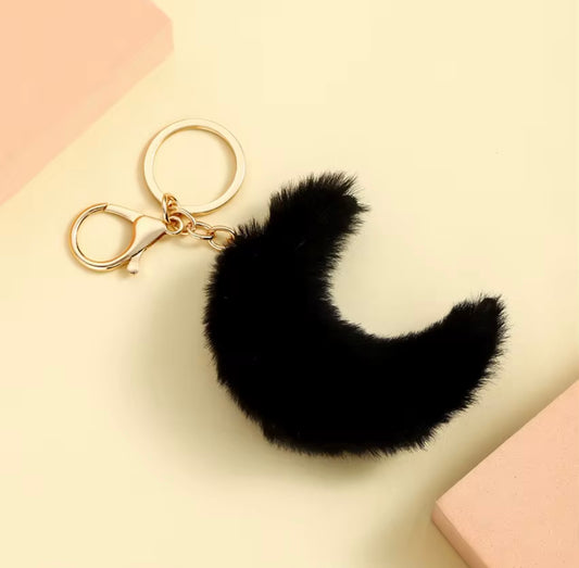 Black Moon Pom Keychain