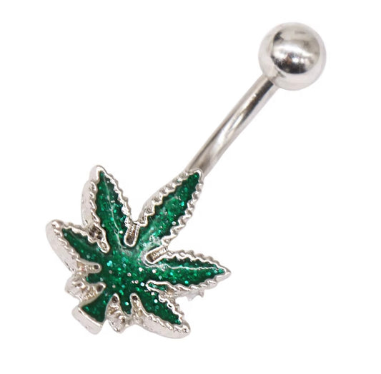 Cannabis Leaf Belly Ring – 14G / 10mm
