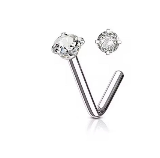 Silver CZ Nose Stud – 20G / 7mm