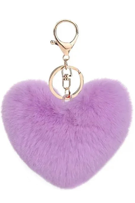 Purple Heart Pom Keychain