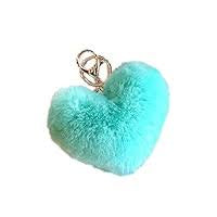 Teal Heart Pom Keychain