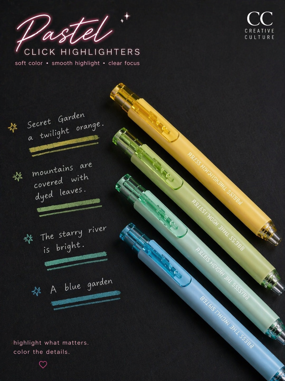 Pastel Click Highlighters – Soft Tone Series