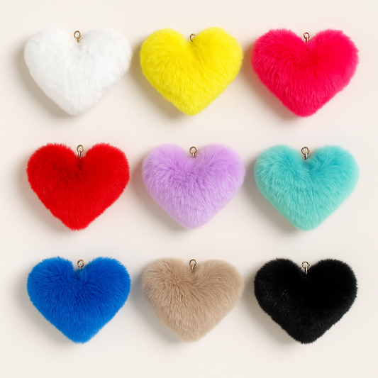 💖 Heart Pom Keychains