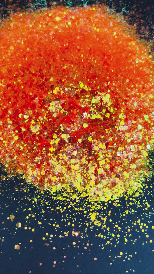 Neon Orange Iridescent Chunky Glitter